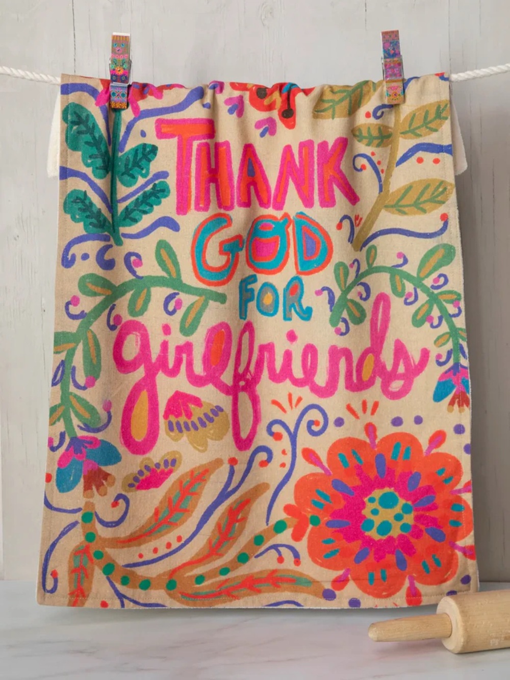 NATURAL LIFE "THANK GOD FOR GIRLFRIENDS" COTTON DISH TOWEL